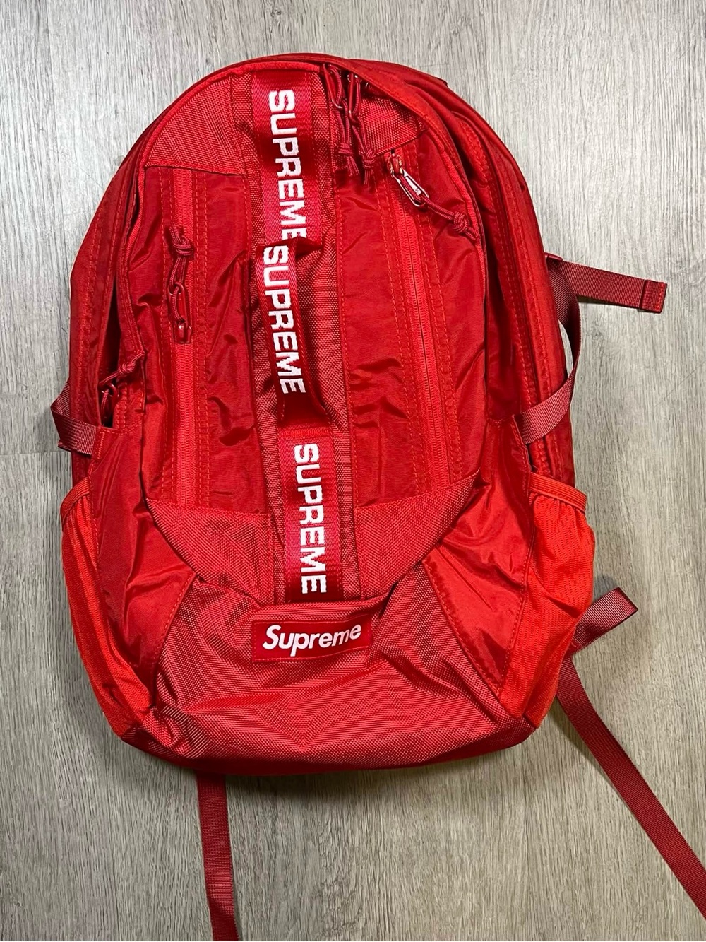 Supreme Red Men's Backpack with Vertical Logo Strap FW22